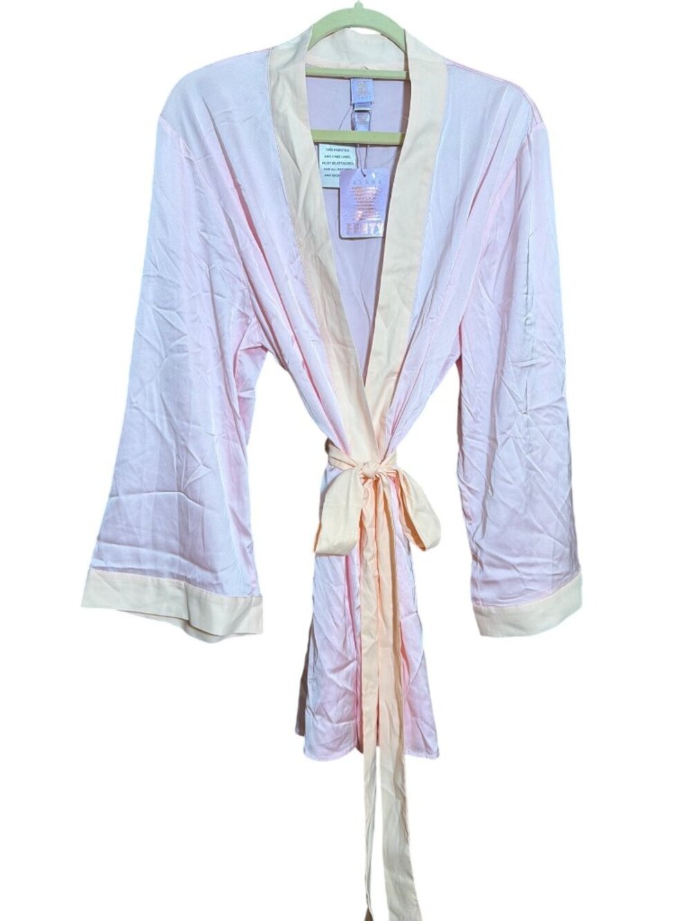 Savage X Fenty Short Robe Sugar Pink Tie Belt Satin Details Plus Size XL/1X NWT